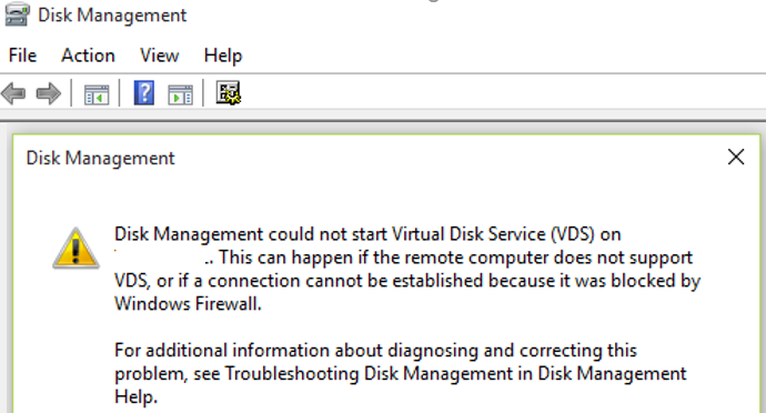 Disk Management could not start Virtual Disk Service (VDS)