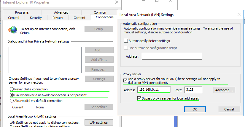 enable and configure proxy server settings using GPO