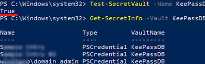 Get-SecretInfo - getting secret from keepass database