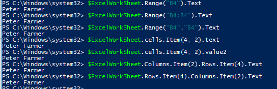 How to get excel data from a single cell in PowerShell