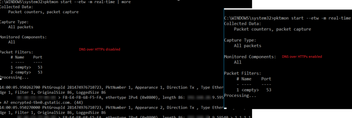 ispecting dns traffic over https