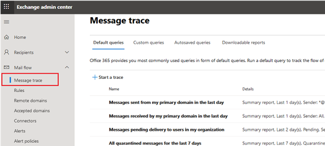 microsoft 365 message trace center