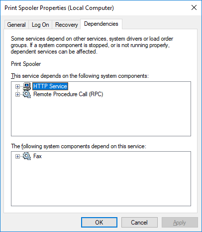 print spooler dependencies