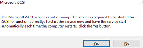 start microsoft iscsi initiator service on windows server