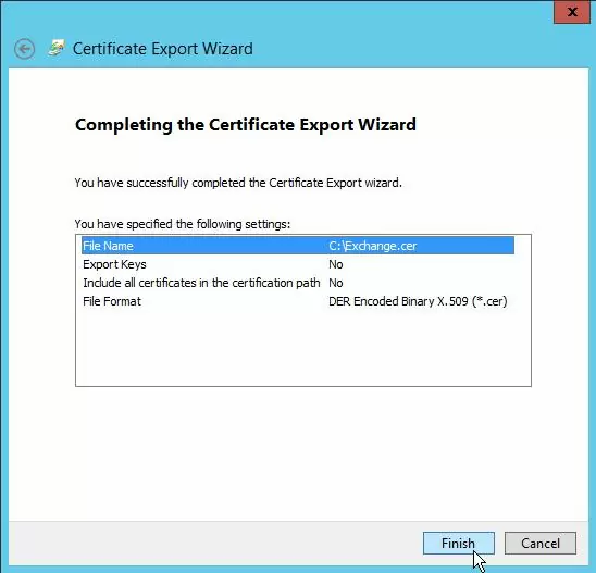 certificate export wizard