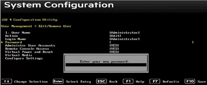 change HP ILO admin password