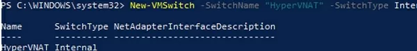 create hyperv nat switch using powershell