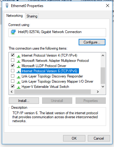 disable ipv6 protocol