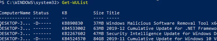 Get-WUList - view available windows updates