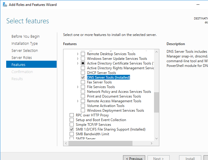 install DNS Server Tools with DNSServer module for PowerShell 