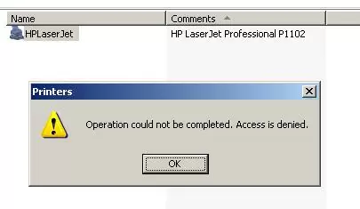 XP error connect printer from windows 10: Operation could not be completed. Access is denied.