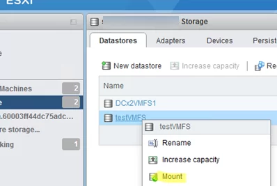 mount vmfs datastore in esxi vsphere client