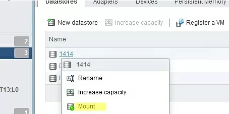 mount vmfs datastore in vsphere client