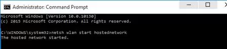 netsh wlan start hostednetwork