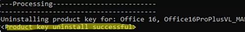 remove the office license using the ospp.vbs /unpkey