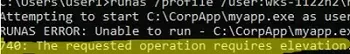 runas savedcred error: 740: The requested operation requires elevation