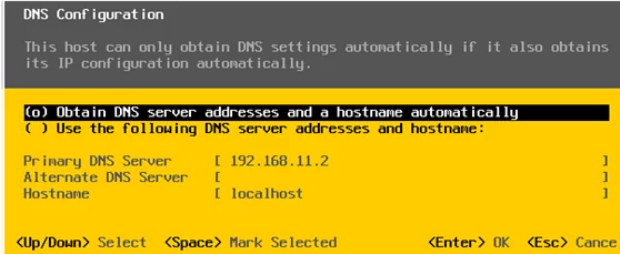 set dns on vmware hypervisor