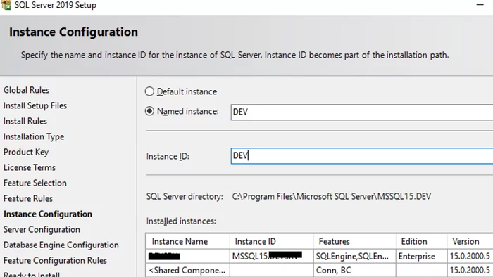 set sql server instance name