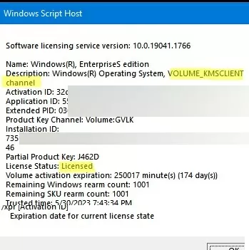 slmgr /dlv check windows activation