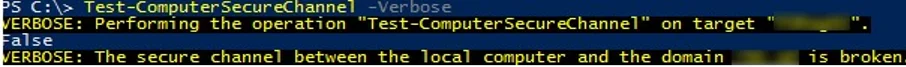 Test-ComputerSecureChannel -The Secure channel between the local computer and the domain is broken