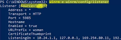 winrm listener configured via GPO