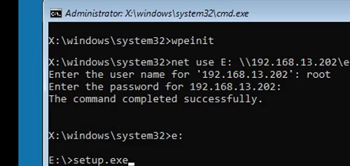 wpeninit mount source windows installation folder